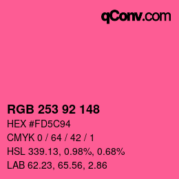 カラーコード: RGB 253 92 148 | qconv.com