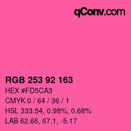 カラーコード: RGB 253 92 163 | qconv.com