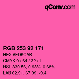カラーコード: RGB 253 92 171 | qconv.com
