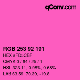 カラーコード: RGB 253 92 191 | qconv.com