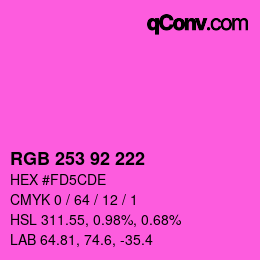 カラーコード: RGB 253 92 222 | qconv.com