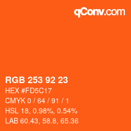 颜色代码: RGB 253 92 23 | qconv.com
