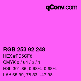 カラーコード: RGB 253 92 248 | qconv.com