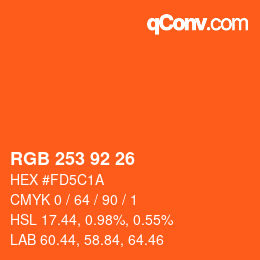 Color code: RGB 253 92 26 | qconv.com