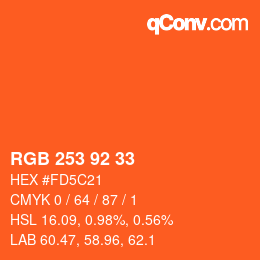 Color code: RGB 253 92 33 | qconv.com