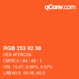 颜色代码: RGB 253 92 38 | qconv.com