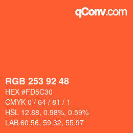 颜色代码: RGB 253 92 48 | qconv.com