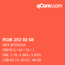 カラーコード: RGB 253 92 68 | qconv.com