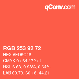 カラーコード: RGB 253 92 72 | qconv.com