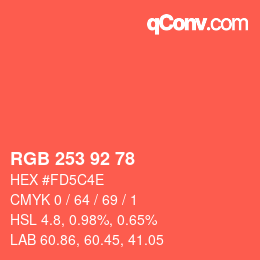 カラーコード: RGB 253 92 78 | qconv.com