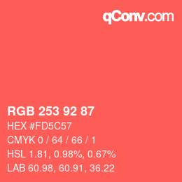 カラーコード: RGB 253 92 87 | qconv.com