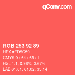 颜色代码: RGB 253 92 89 | qconv.com