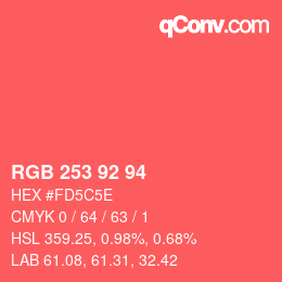 カラーコード: RGB 253 92 94 | qconv.com