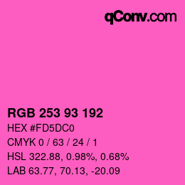颜色代码: RGB 253 93 192 | qconv.com