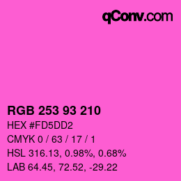 カラーコード: RGB 253 93 210 | qconv.com