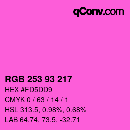 颜色代码: RGB 253 93 217 | qconv.com