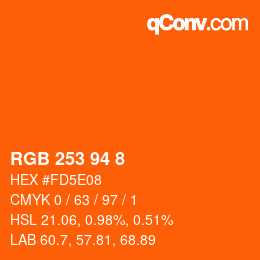 Color code: RGB 253 94 8 | qconv.com