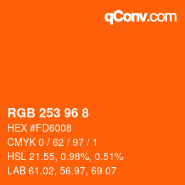颜色代码: RGB 253 96 8 | qconv.com