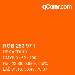 カラーコード: RGB 253 97 1 | qconv.com