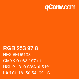 カラーコード: RGB 253 97 8 | qconv.com