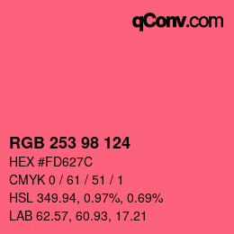 カラーコード: RGB 253 98 124 | qconv.com