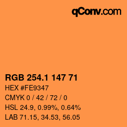 カラーコード: RGB 254.1 147 71 | qconv.com