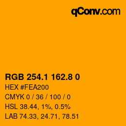 カラーコード: RGB 254.1 162.8 0 | qconv.com
