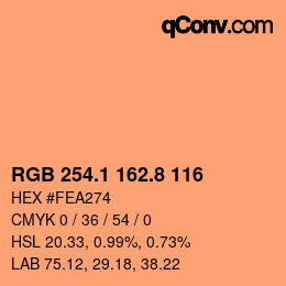 Color code: RGB 254.1 162.8 116 | qconv.com