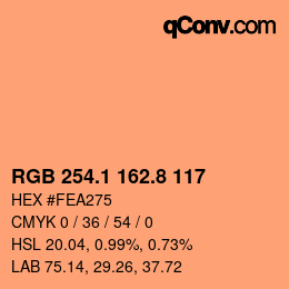 Color code: RGB 254.1 162.8 117 | qconv.com