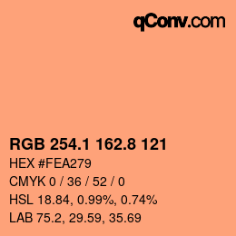 Color code: RGB 254.1 162.8 121 | qconv.com