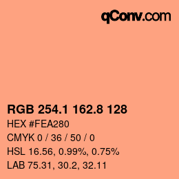 Color code: RGB 254.1 162.8 128 | qconv.com