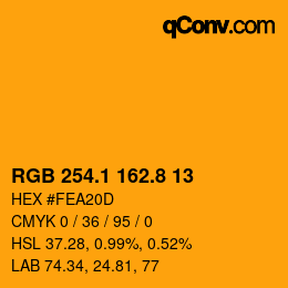 カラーコード: RGB 254.1 162.8 13 | qconv.com