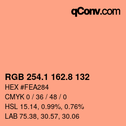 Código de color: RGB 254.1 162.8 132 | qconv.com
