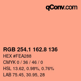 Farbcode: RGB 254.1 162.8 136 | qconv.com