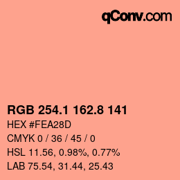 Color code: RGB 254.1 162.8 141 | qconv.com