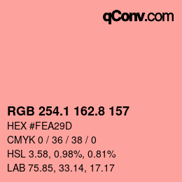 Farbcode: RGB 254.1 162.8 157 | qconv.com