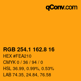 カラーコード: RGB 254.1 162.8 16 | qconv.com