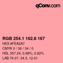 カラーコード: RGB 254.1 162.8 167 | qconv.com