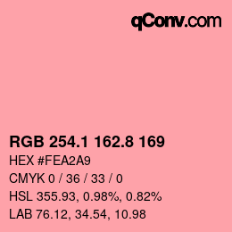 カラーコード: RGB 254.1 162.8 169 | qconv.com