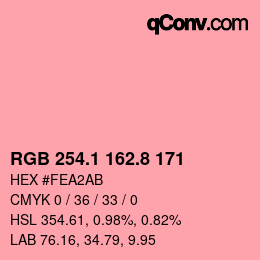 Color code: RGB 254.1 162.8 171 | qconv.com