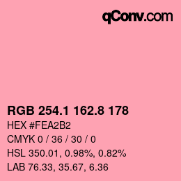 カラーコード: RGB 254.1 162.8 178 | qconv.com