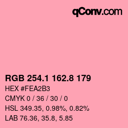 カラーコード: RGB 254.1 162.8 179 | qconv.com