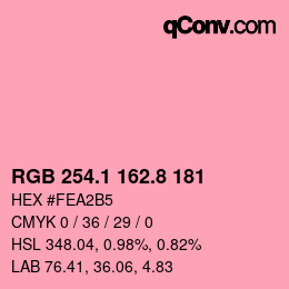 Color code: RGB 254.1 162.8 181 | qconv.com