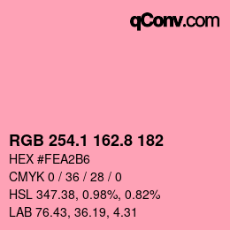 カラーコード: RGB 254.1 162.8 182 | qconv.com