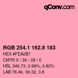 カラーコード: RGB 254.1 162.8 183 | qconv.com