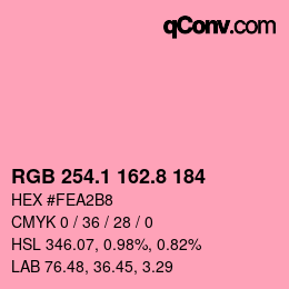 カラーコード: RGB 254.1 162.8 184 | qconv.com