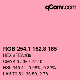 カラーコード: RGB 254.1 162.8 185 | qconv.com