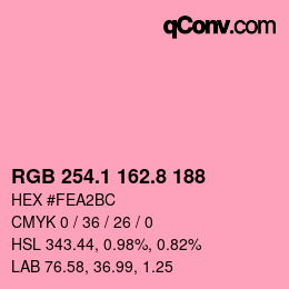 カラーコード: RGB 254.1 162.8 188 | qconv.com