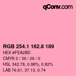 カラーコード: RGB 254.1 162.8 189 | qconv.com