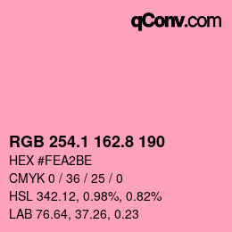 カラーコード: RGB 254.1 162.8 190 | qconv.com